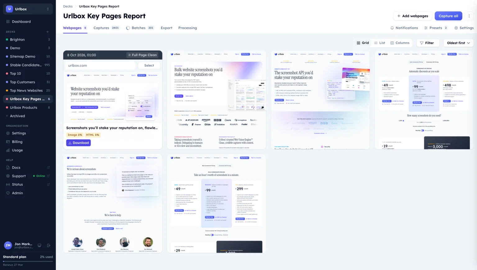 CaptureDeck Dashboard Preview